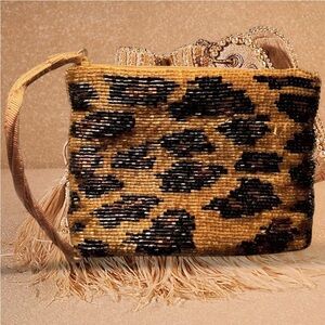 Neiman Marcus Beaded Leopard Pouchette